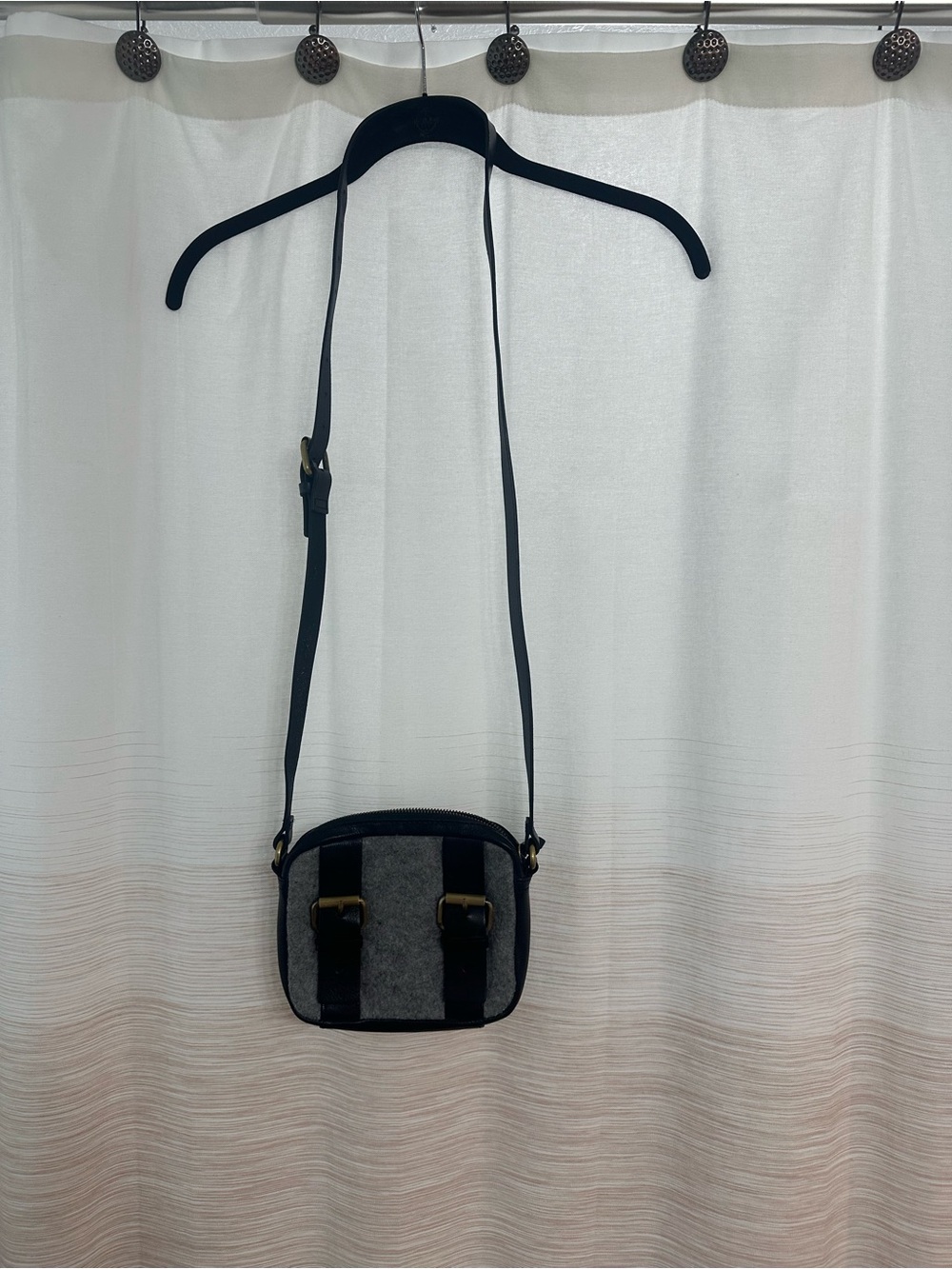 Gray and Black Felted Small Crossbody Bag